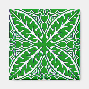 Moroccan tiles - emerald green and white magnet