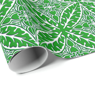 Moroccan tiles - emerald green and white wrapping paper