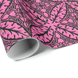 Moroccan tiles - fuchsia pink and black wrapping paper