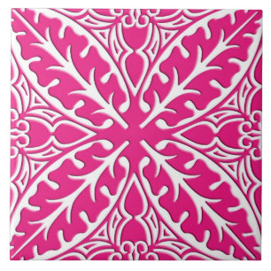 Moroccan tiles - fuchsia pink and white
