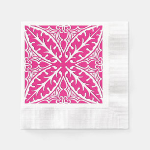 Moroccan tiles - fuchsia pink and white napkin