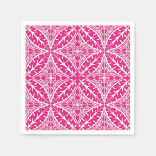 Moroccan tiles - fuchsia pink and white napkin