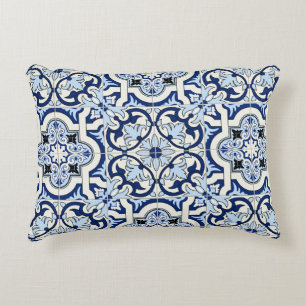 Moroccan Tiles: Gorgeous Blue Patterns. Accent Pillow