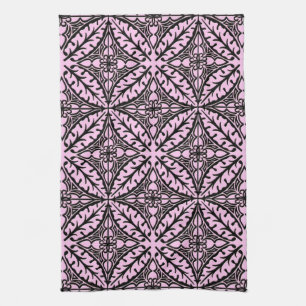 Moroccan tiles - ice pink and black kitchen towel