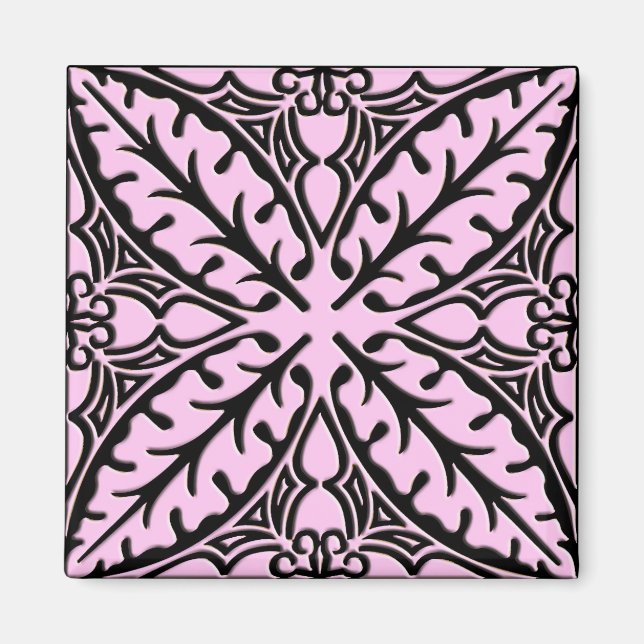 Moroccan tiles - ice pink and black magnet (Front)