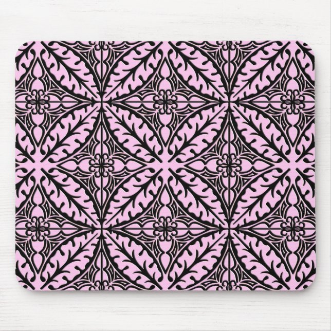 Moroccan tiles - ice pink and black mouse pad (Front)