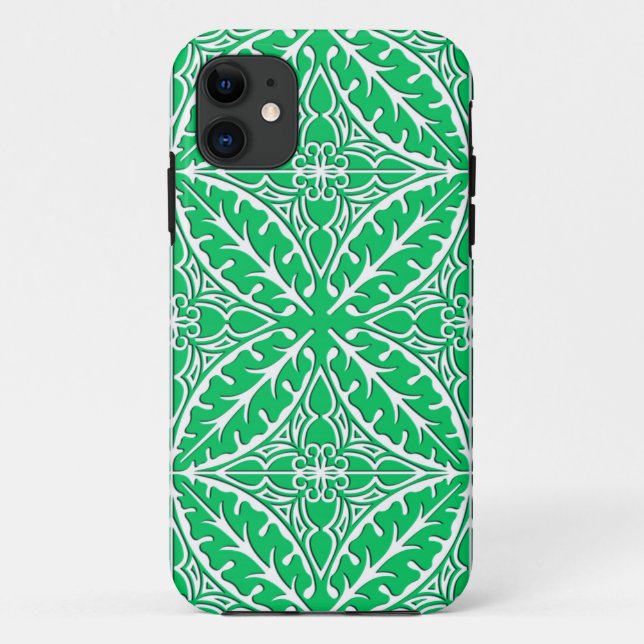 Moroccan tiles - jade green and white Case-Mate iPhone case (Back)