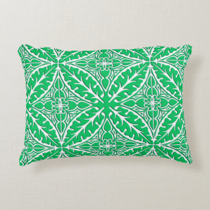 Moroccan tiles - jade green and white decorative pillow