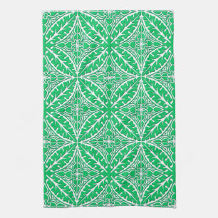 Moroccan tiles - jade green and white kitchen towel