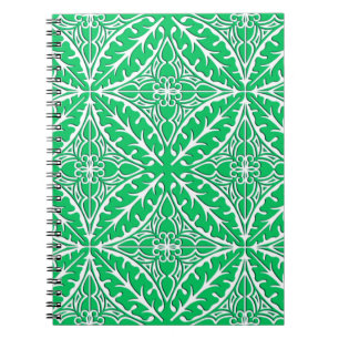 Moroccan tiles - jade green and white notebook