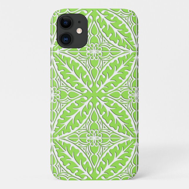 Moroccan tiles - lime green and white Case-Mate iPhone case (Back)