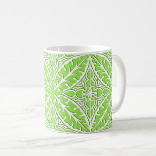 Moroccan tiles - lime green and white coffee mug