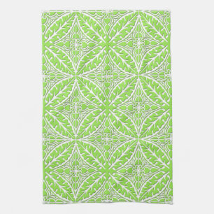 Moroccan tiles - lime green and white kitchen towel