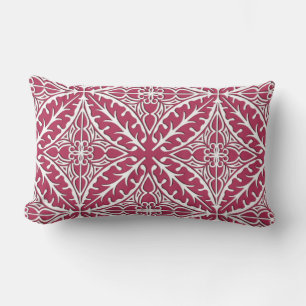 Moroccan tiles - magenta and white lumbar pillow