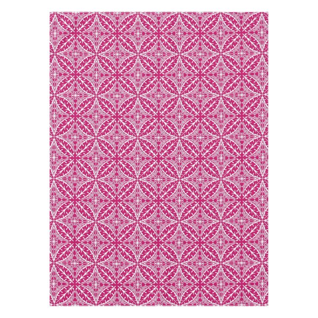 Moroccan tiles - magenta and white tablecloth (Front)