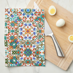 Moroccan tiles,mosaic,colourful art kitchen towel
