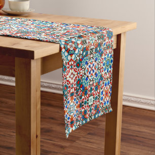 Moroccan tiles,mosaic,colourful art medium table runner