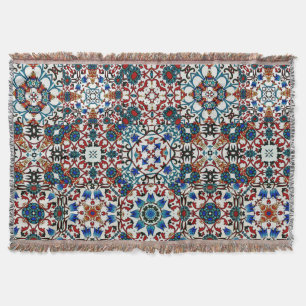 Moroccan tiles,mosaic,colourful art throw blanket