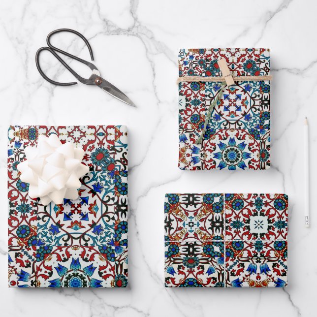 Moroccan tiles,mosaic,colourful art wrapping paper sheet (Front)