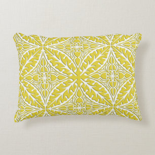 Moroccan tiles - mustard gold and white accent pillow