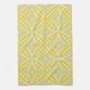 Moroccan tiles - mustard gold and white kitchen towel