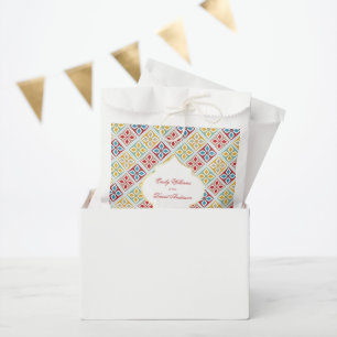 Moroccan Tiles Pattern Red Yellow Favour Bag