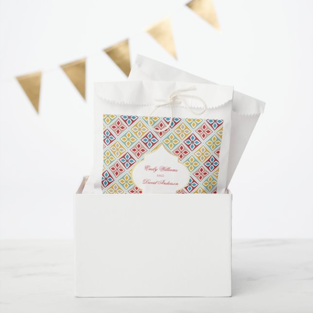 Moroccan Tiles Pattern Red Yellow Favour Bag (Party)