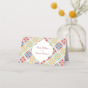 Moroccan Tiles Pattern Vibrant   Place Card
