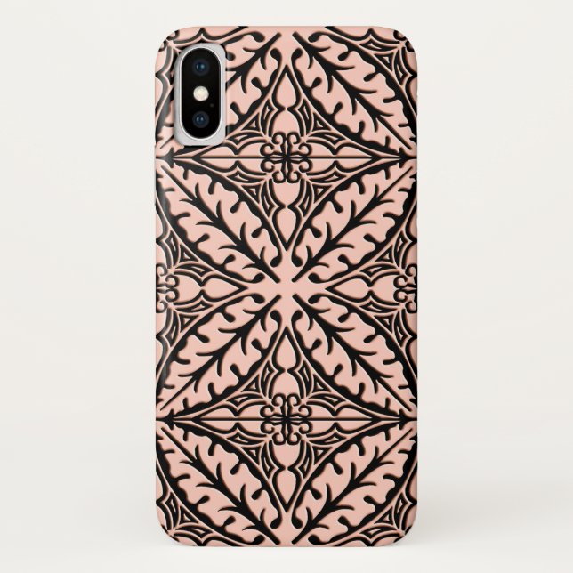Moroccan tiles - peach pink and black Case-Mate iPhone case (Back)