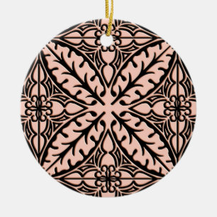 Moroccan tiles - peach pink and black ceramic ornament
