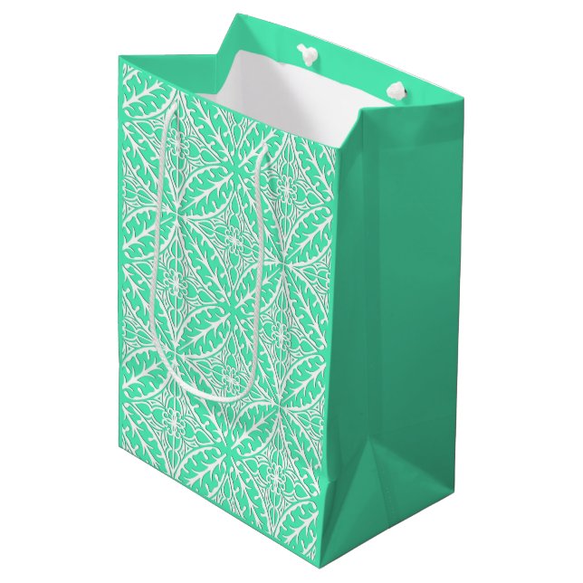 Moroccan tiles - robin's egg blue and white medium gift bag (Front Angled)