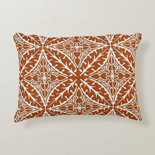 Moroccan tiles - rust brown and white decorative pillow