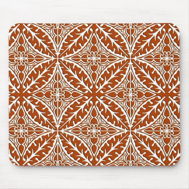 Moroccan tiles - rust brown and white mouse pad (Front)