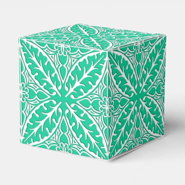 Moroccan tiles - turquoise and white favor box (Back Side)