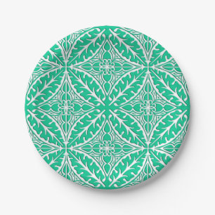 Moroccan tiles - turquoise and white paper plate