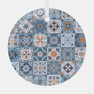 Moroccan Tiles: Vintage Seamless Elegance Glass Ornament