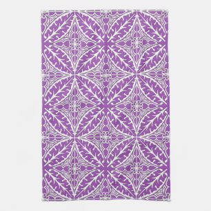 Moroccan tiles - violet and white kitchen towel
