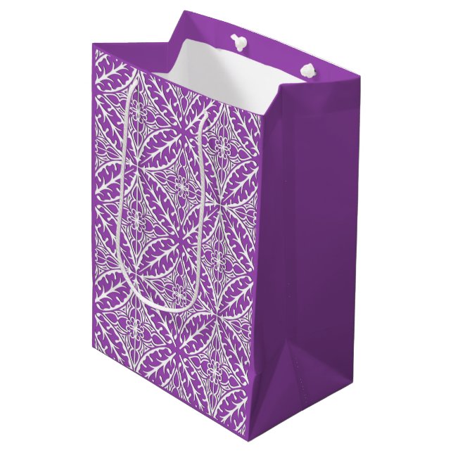 Moroccan tiles - violet and white medium gift bag (Front Angled)