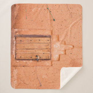 Moroccan Traditional Wooden Window Texture Sherpa Blanket