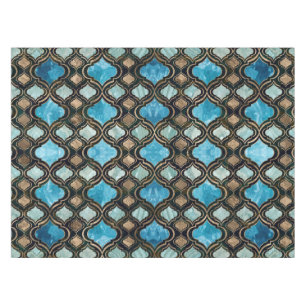 Moroccan trellis Blue Crystal Textures Tablecloth