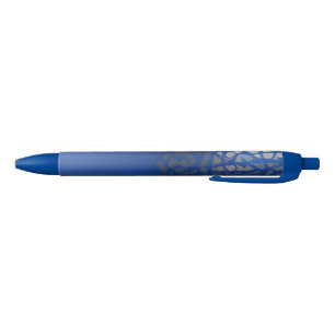 Moroccan trellis blue indigo geometric design ink pen