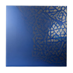 Moroccan trellis blue indigo geometric design  tile