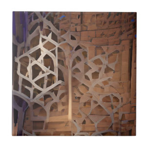 Moroccan trellis brown geometric design tile