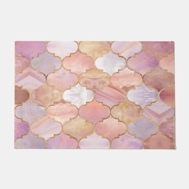 Moroccan trellis Pastel Mineral Textures Doormat (Front)