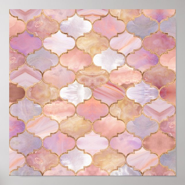 Moroccan trellis Pastel Mineral Textures Poster (Front)