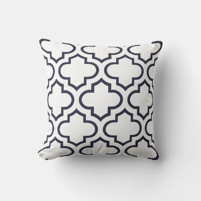 Moroccan Trellis Pattern Pillow in Navy Blue (Front)