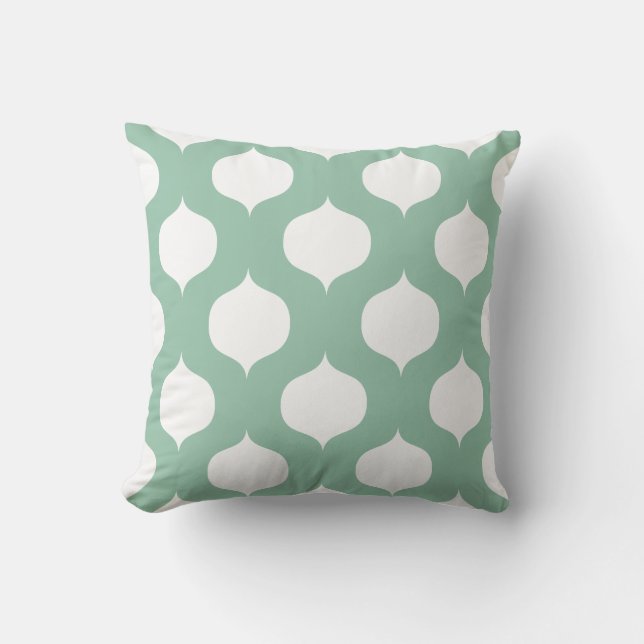Moroccan Trellis Pattern Pillow in Sage Green (Front)