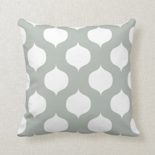 Moroccan Trellis Pattern Pillow in Silver Grey