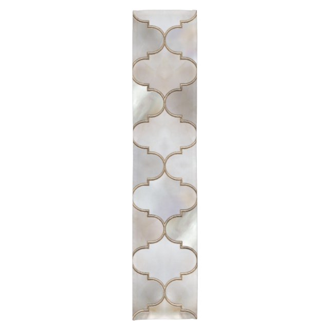 Moroccan trellis Pearl and Gold Short Table Runner (Front)