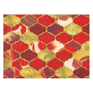 Moroccan trellis Reds and Gold Tablecloth